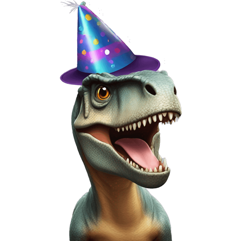 T. rex wearing a party hat emoji