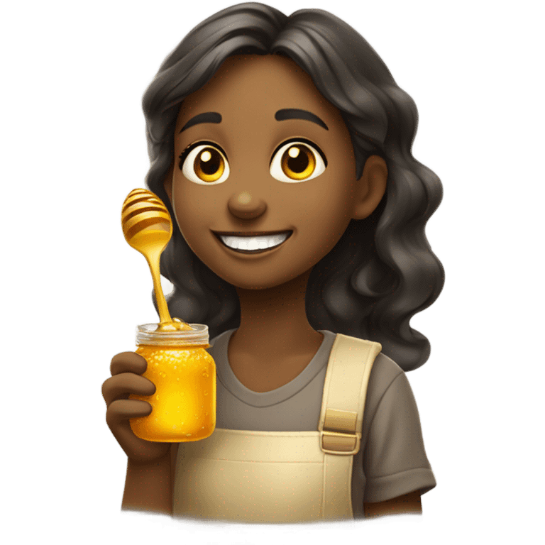 A girl eating honey emoji