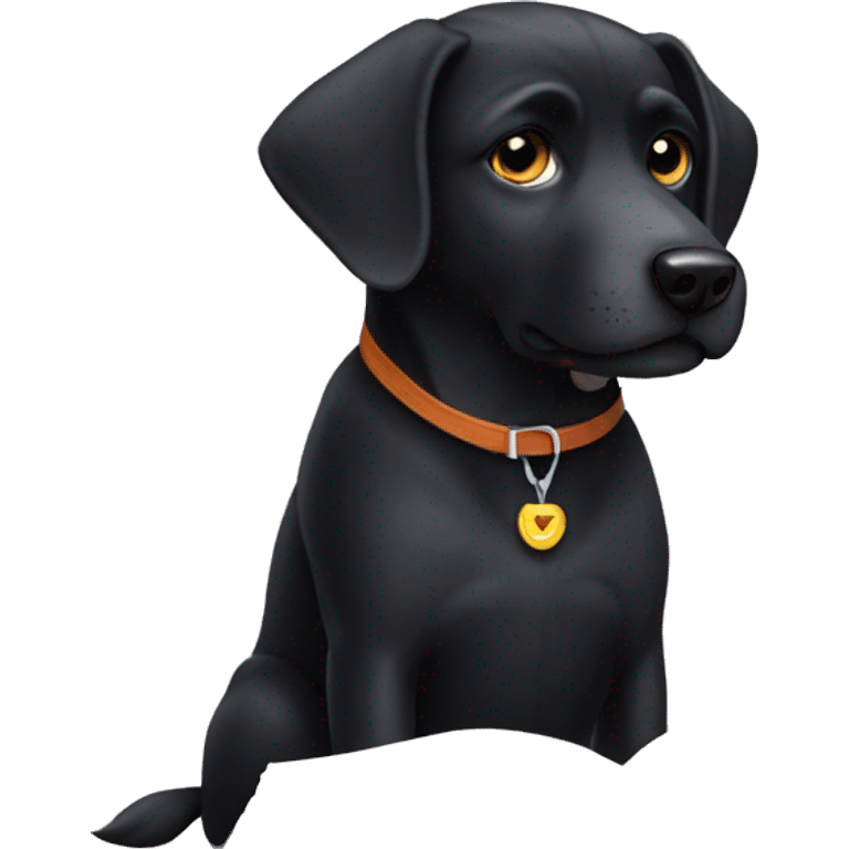 Black dog that studies emoji