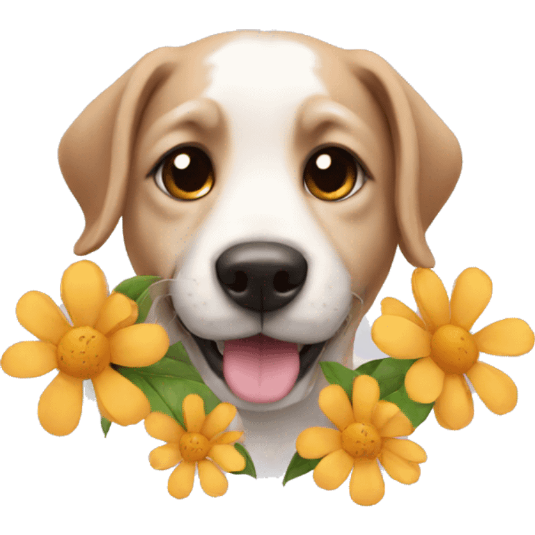 Dog with flower emoji