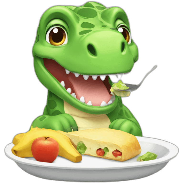 Baby dino eating lunch emoji