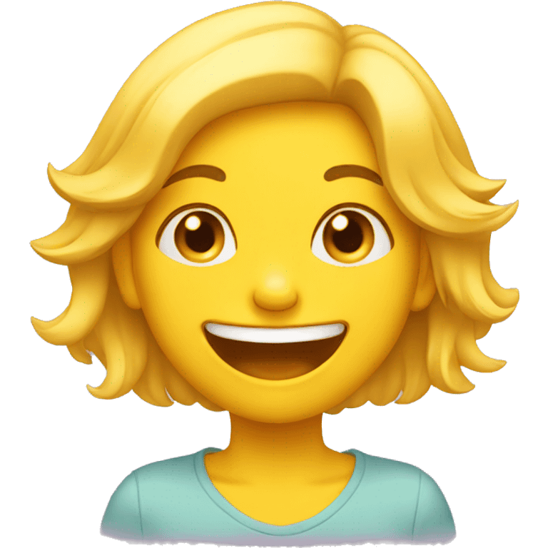 giggling girl, yellow emoji style emoji