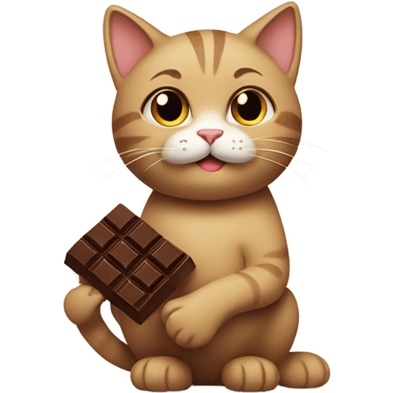 Cat with chocolate in paws emoji