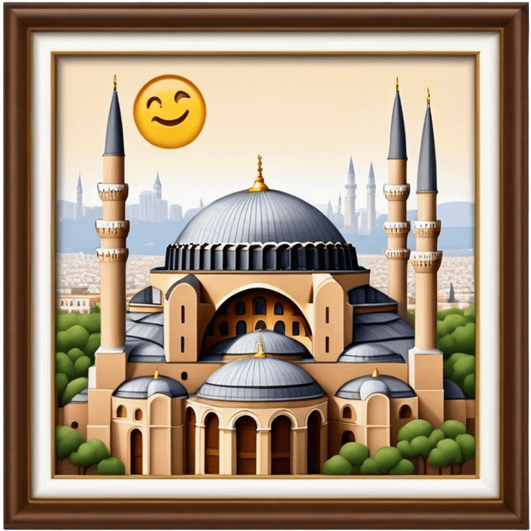 Cinematic Realistic Hagia Sophia Landmark Emoji, depicted with the majestic historic architecture rendered with intricate detail and dramatic, timeless lighting. emoji