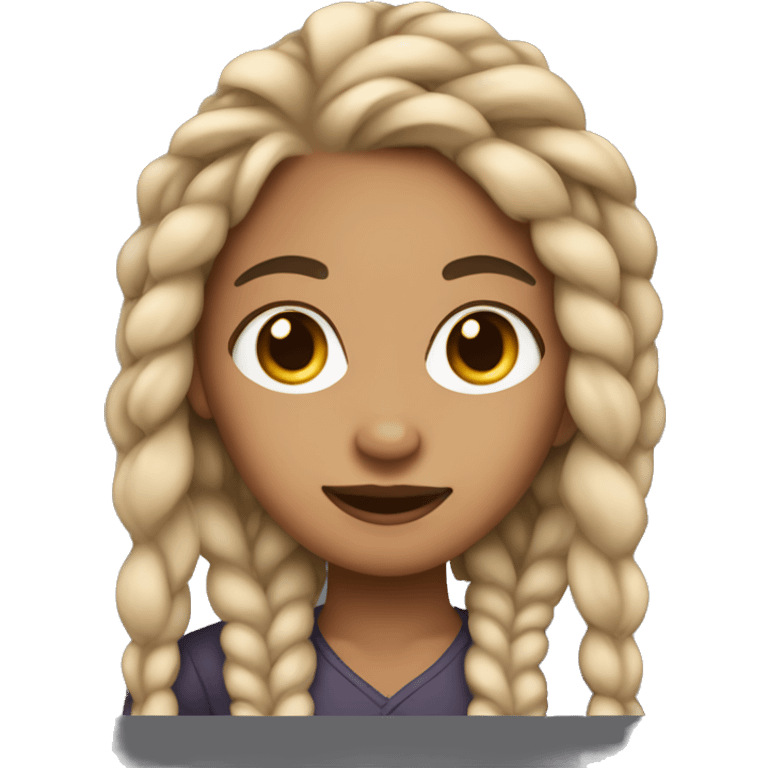 girl, lightskin, braids in hair emoji