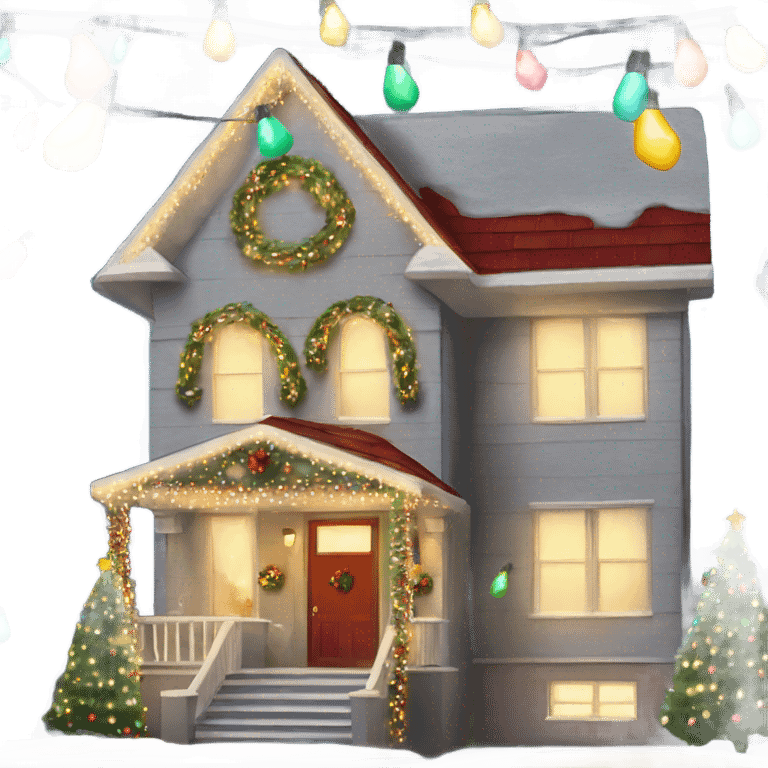 house decorated with fancy Christmas lights and lots of Fancy decorations emoji