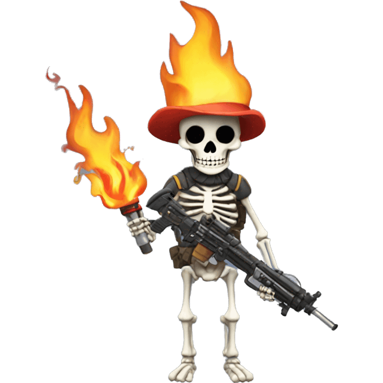 Skeleton soldier with a flamethrower emoji