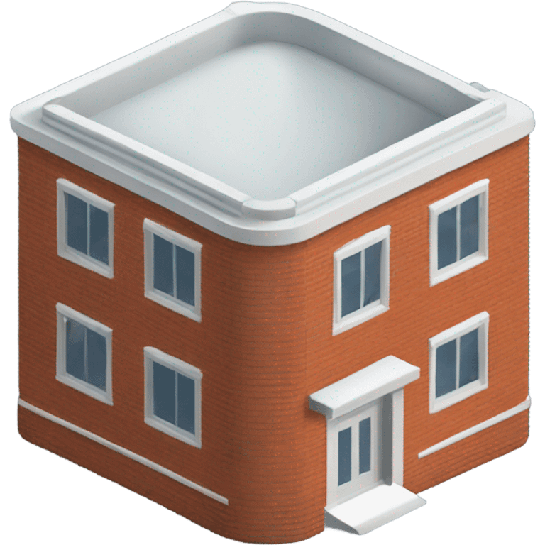 isometric curved redbrick single story meeting hall emoji