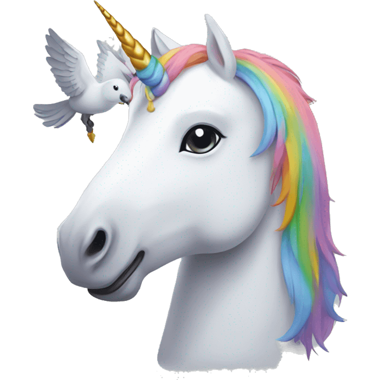 Unicorn with pigeon emoji