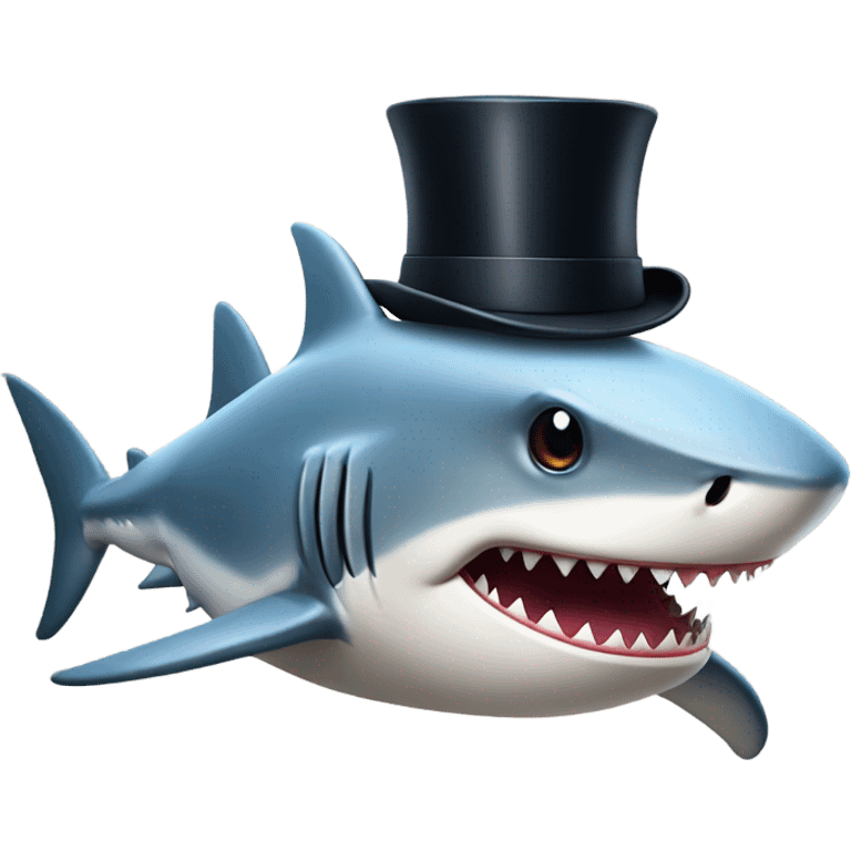 Shark with a top hat emoji