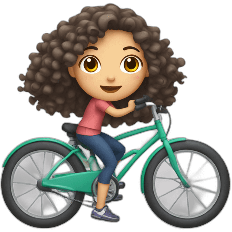 Taiwanese girl with curly hair riding bicycle emoji