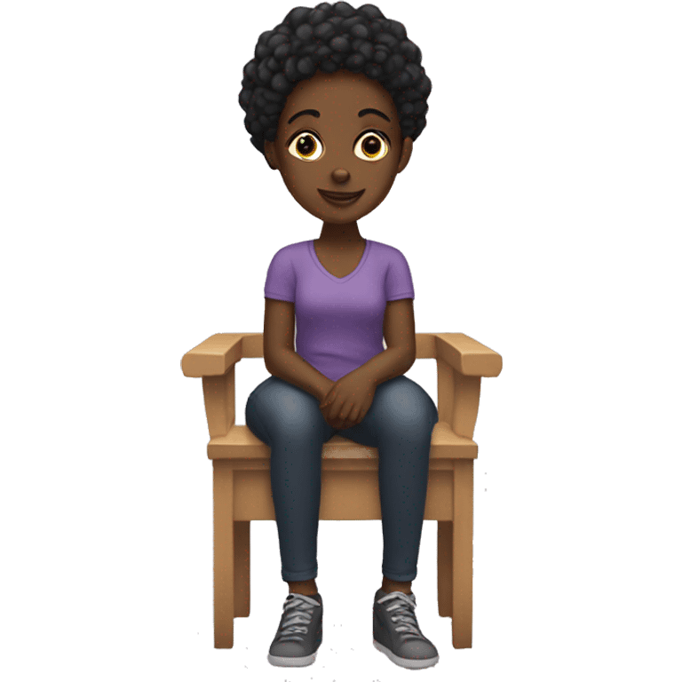 A black girl sitting down  emoji