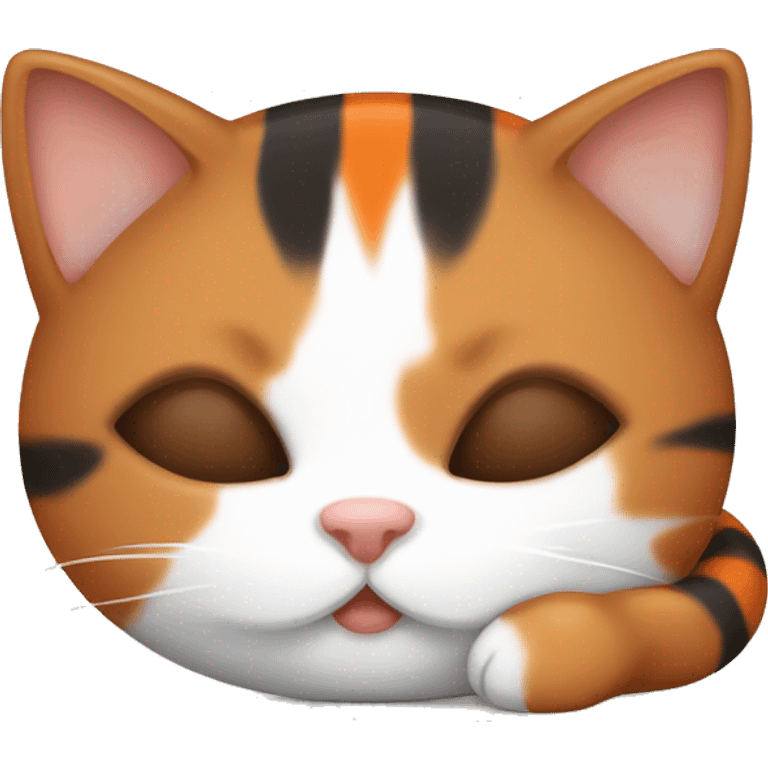 Cute brown and orange and white and black kitten sleeping emoji