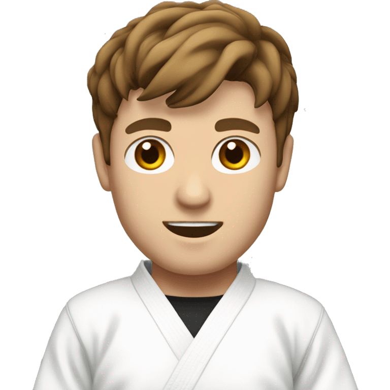 man about 40 with brown hair wearing a white karate uniform emoji