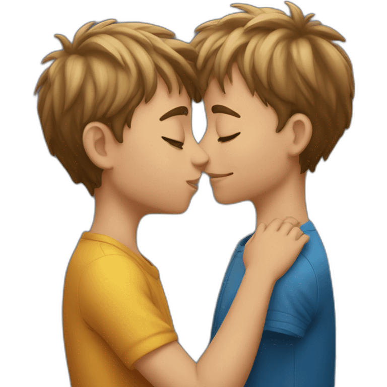 two boys giving each other a kiss emoji