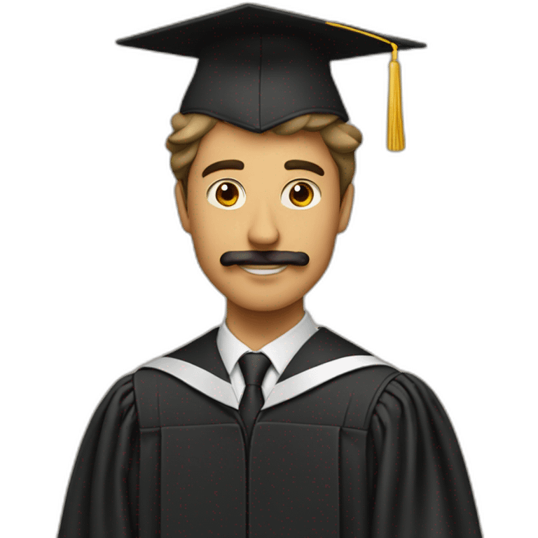 tan guy with mustache and graduation emoji