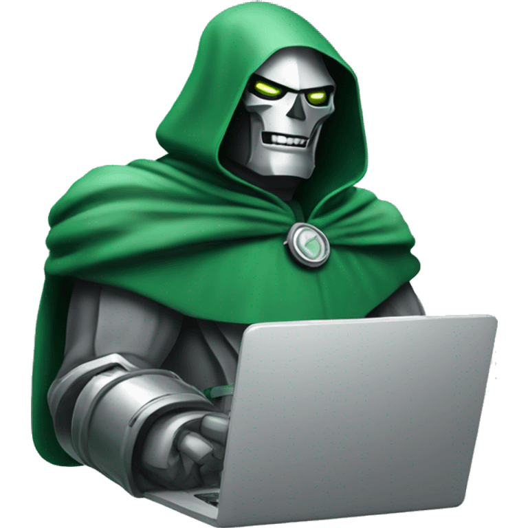 smiling dr. doom working with laptop emoji