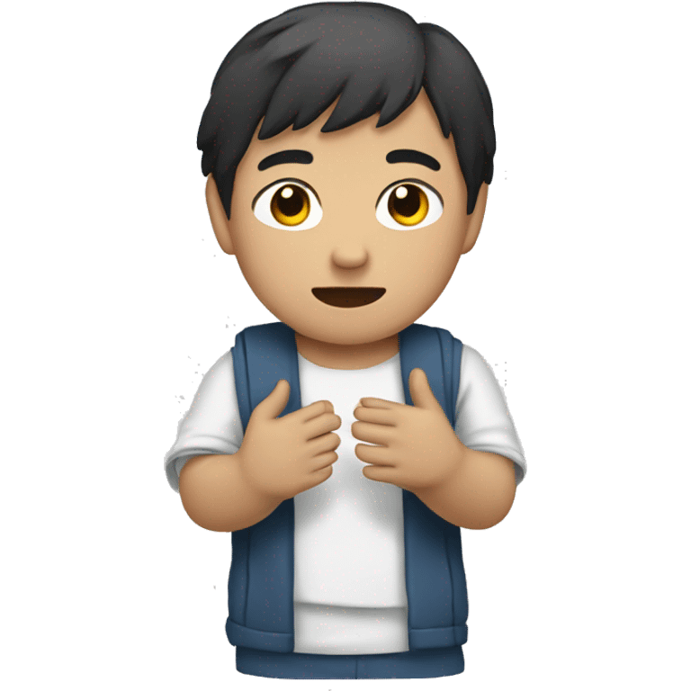 An Asian boy with bandaged hands emoji