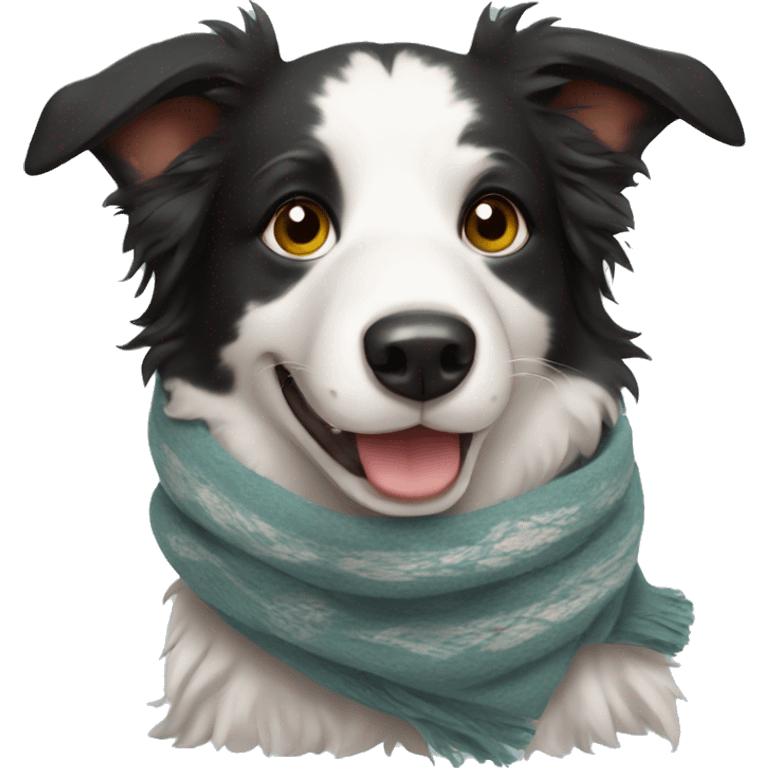 Border collie wearing a scarf emoji