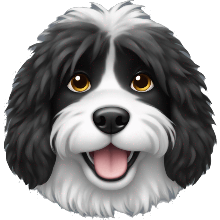 Fluffy black dog with white emoji