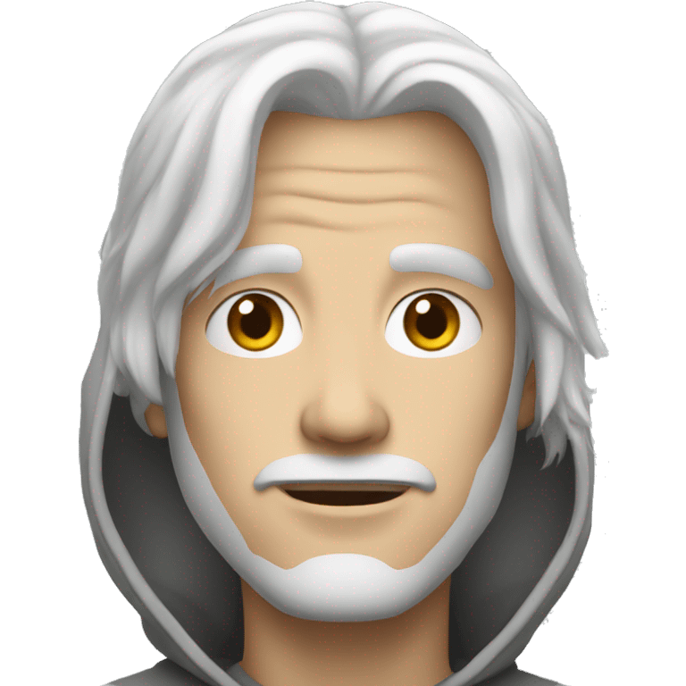 White man with white hair wearing a hoodie emoji