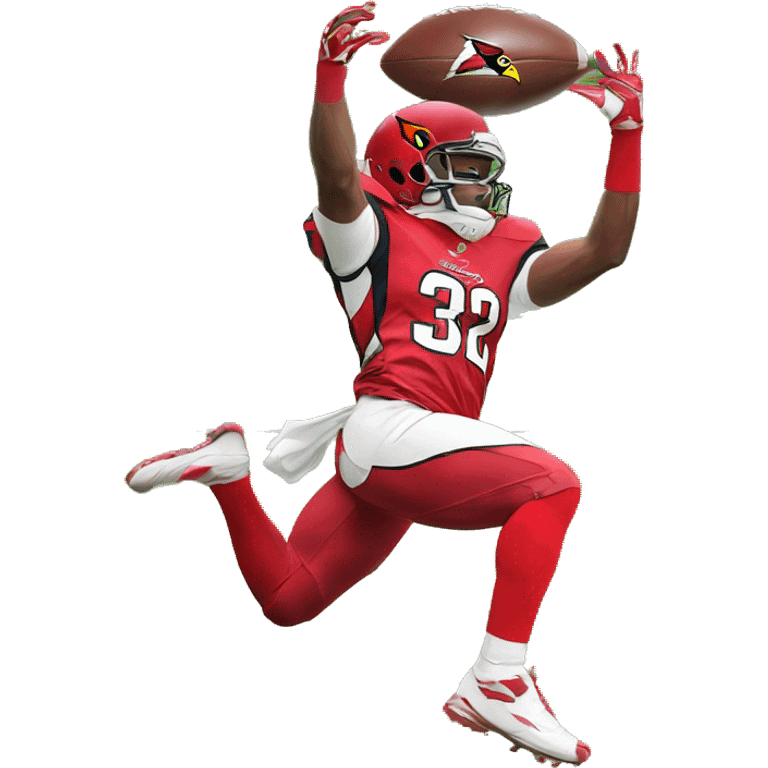 cardinals player upside down catching football emoji