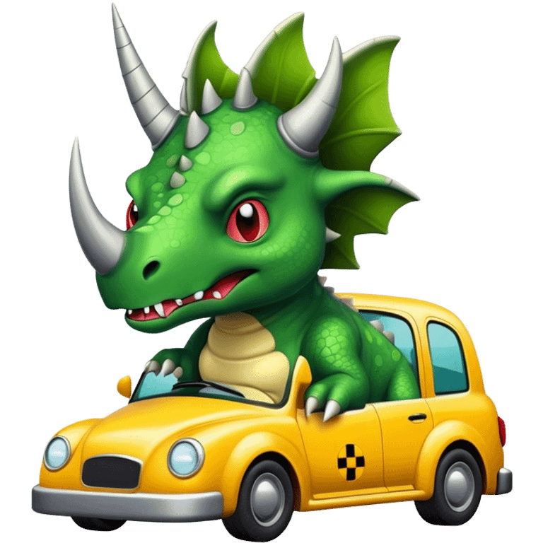 angry office triceratops in a taxi emoji