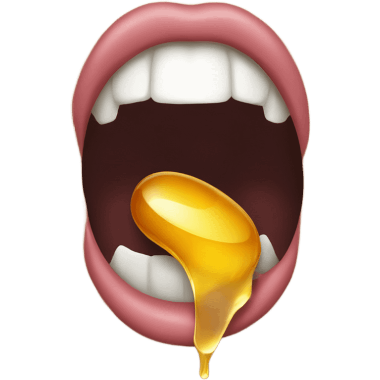 A mouth wide open with honey coming out emoji