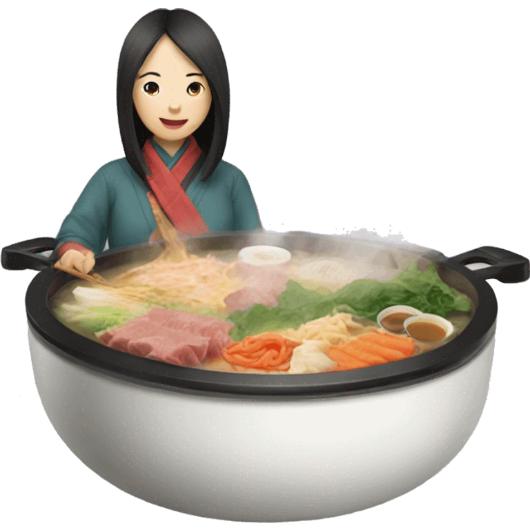 Let’s go eat hot pot with an Asian lady emoji