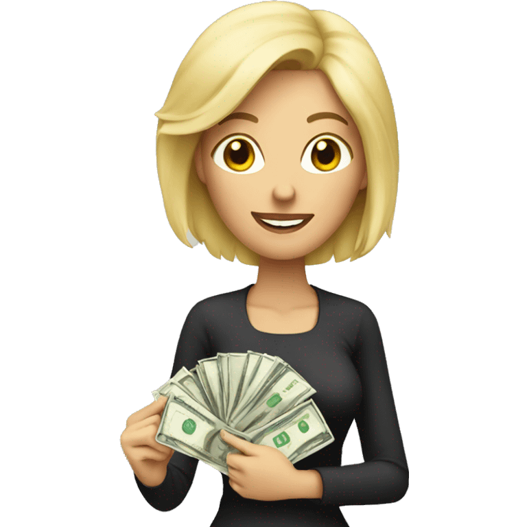 Blonde Woman  holding money  emoji