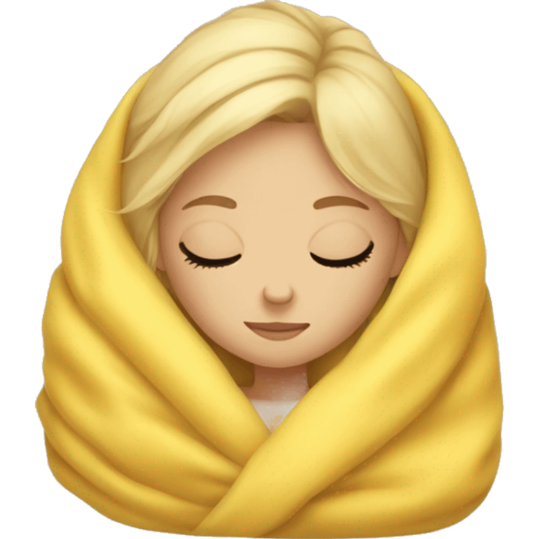 blonde girl sleeping in yellow blanket  emoji