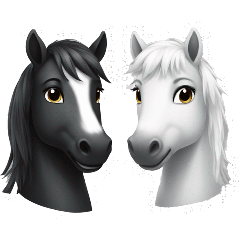 Two black and white ponies emoji