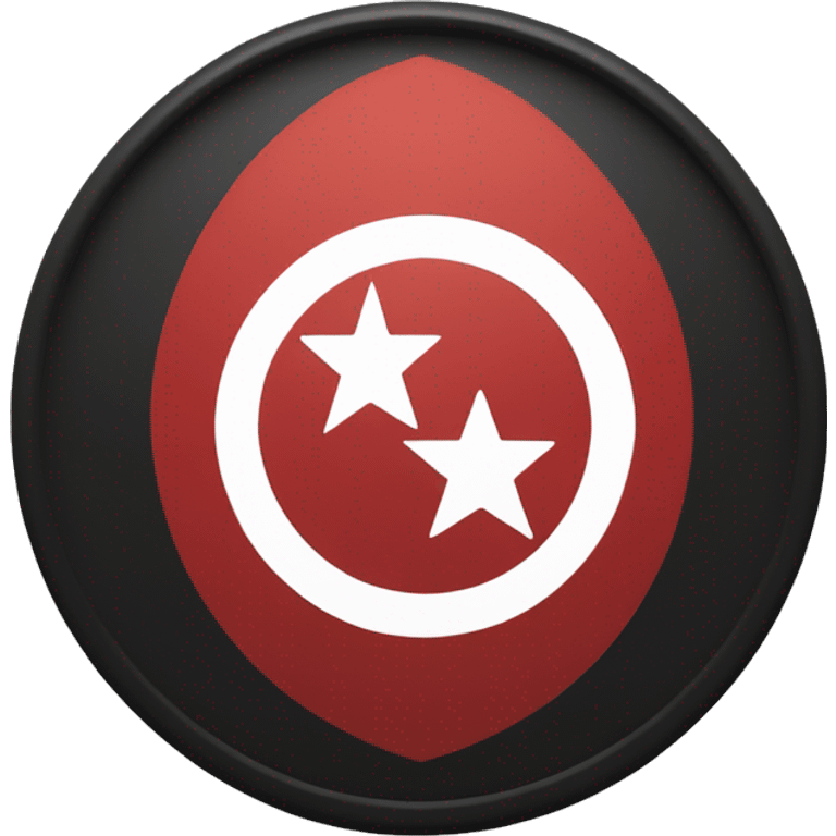 flag featured a red background with a white circular field at the center, overlaid with a bold black geometric emblem emoji