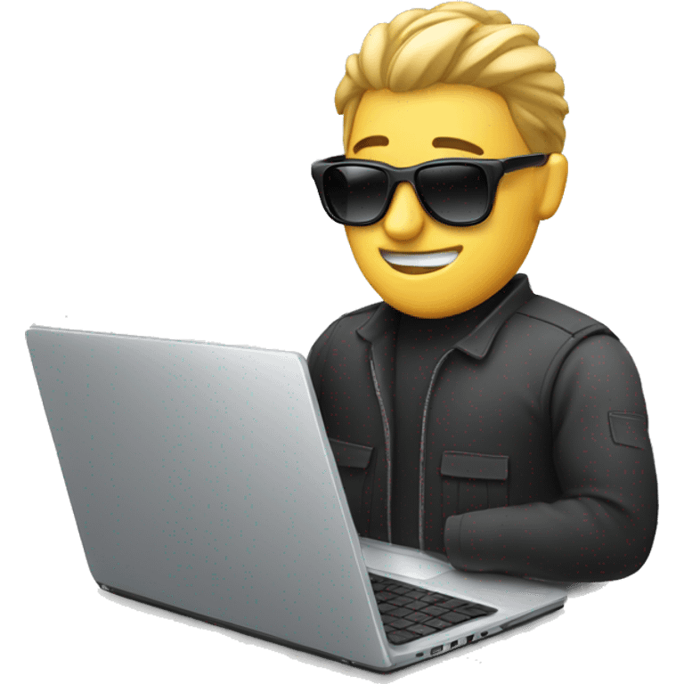 technician work laptop with sunglasses emoji