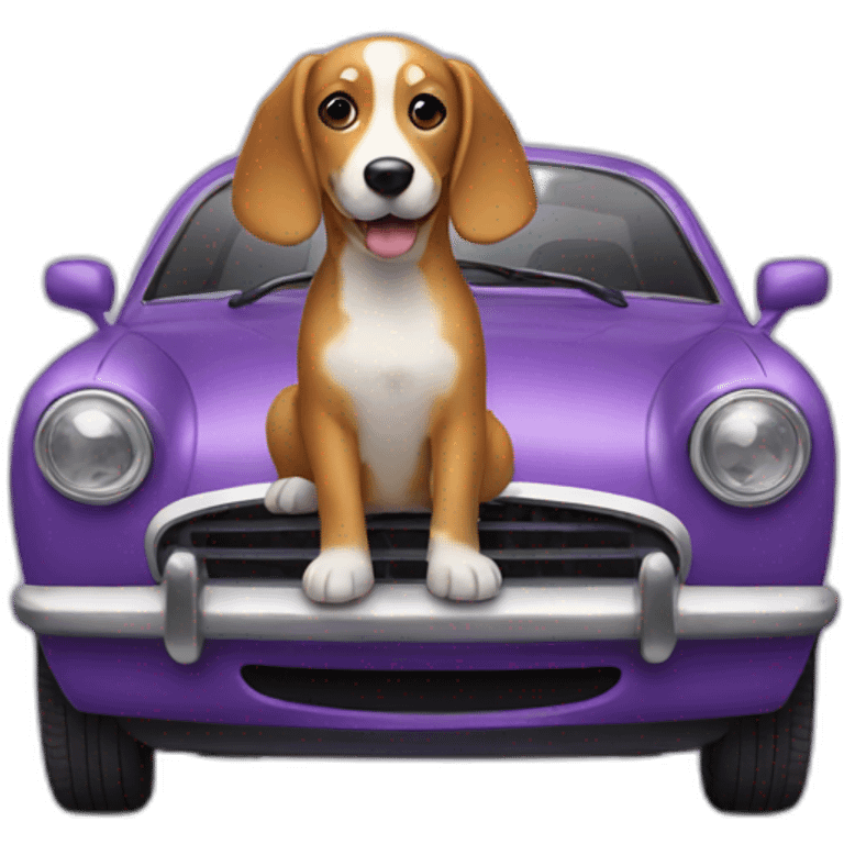 A with dog with a purple car emoji