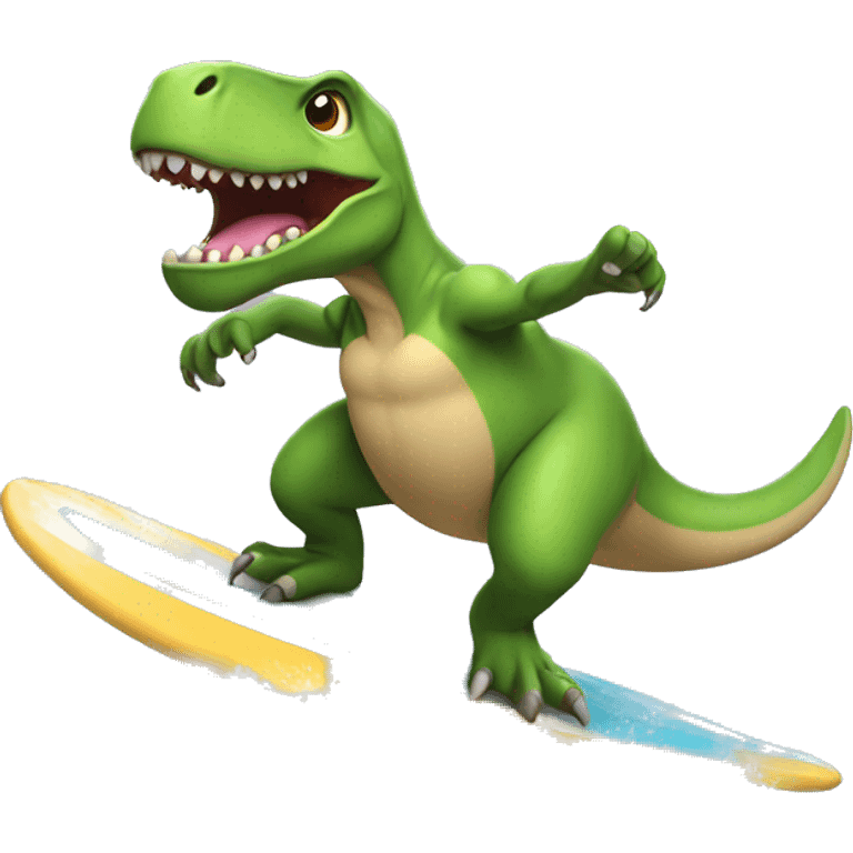 trex surfing with a tutu emoji