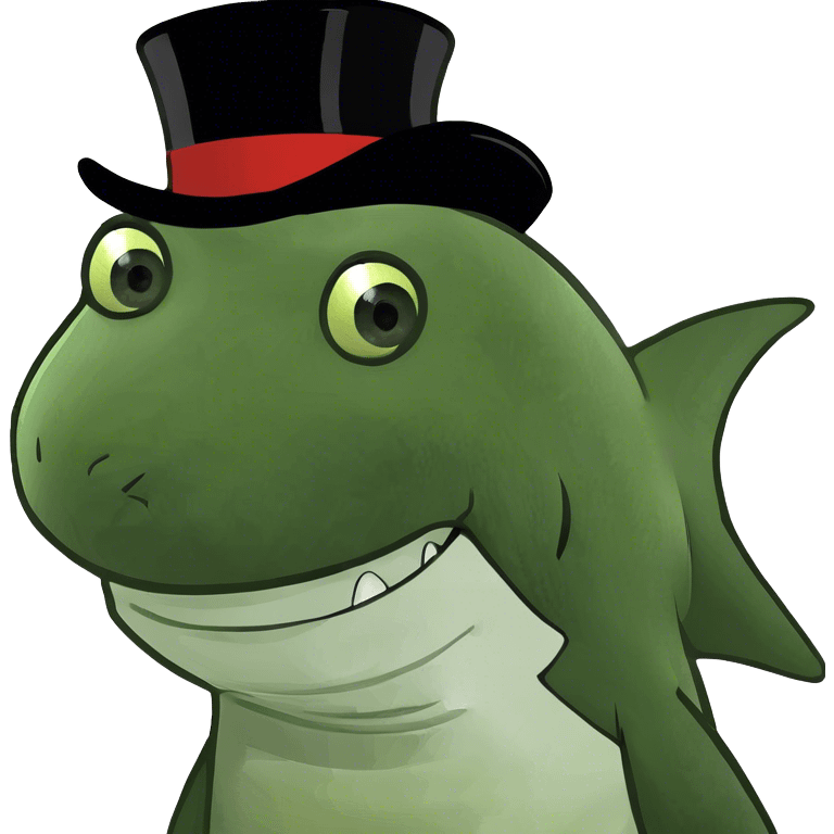 Shark with a top hat emoji