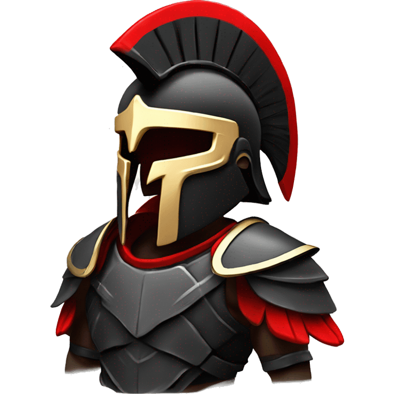 Fantasy spartan warrior male wearing detailed black armor with a red plumed helmet
 emoji