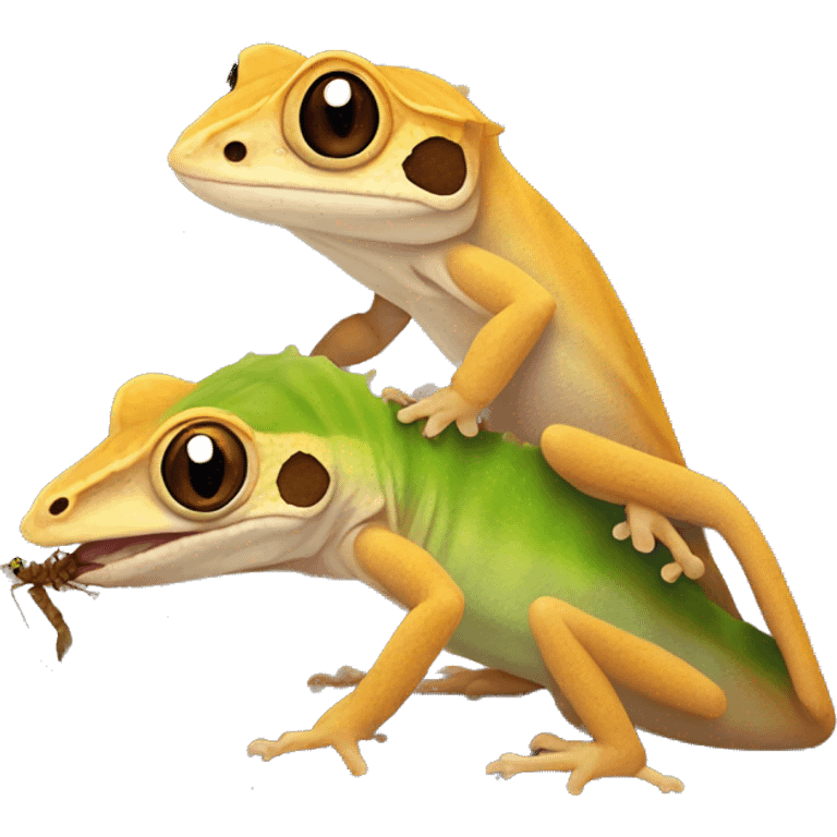  Two crested geckos eating crickets emoji