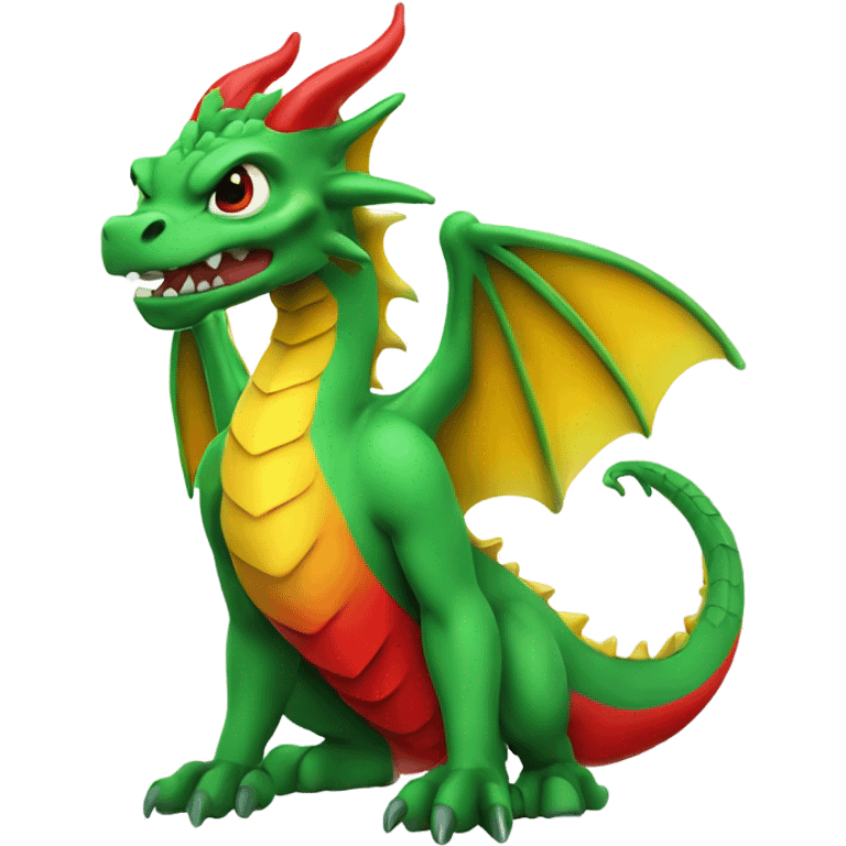  graoully dragon, green body and red back and green and yellow wings emoji