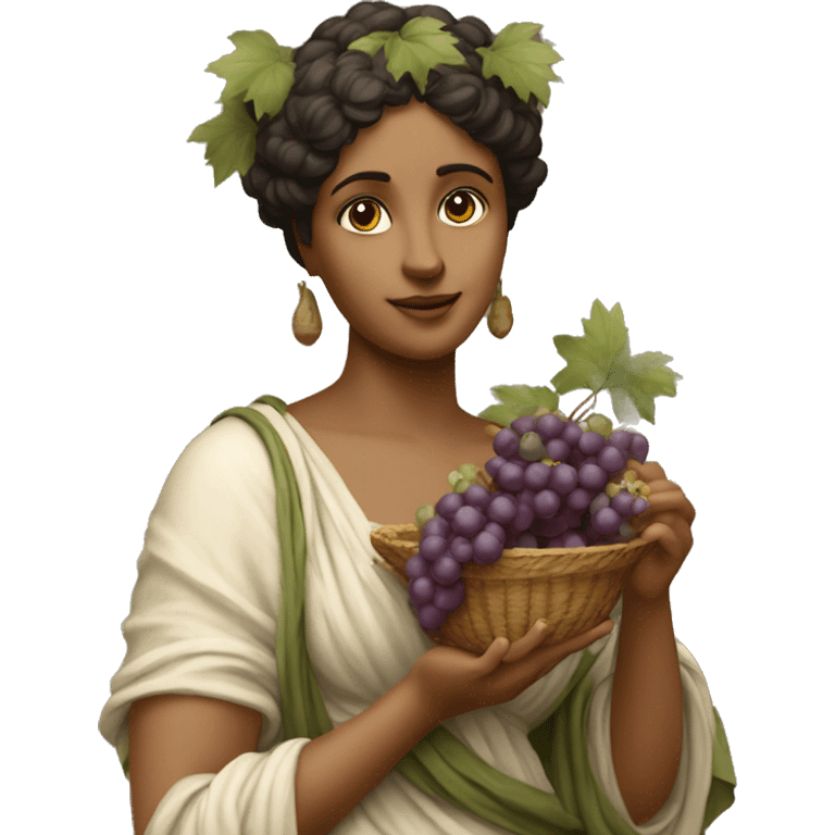 Sappho holds a bunch of grapes in her hand emoji