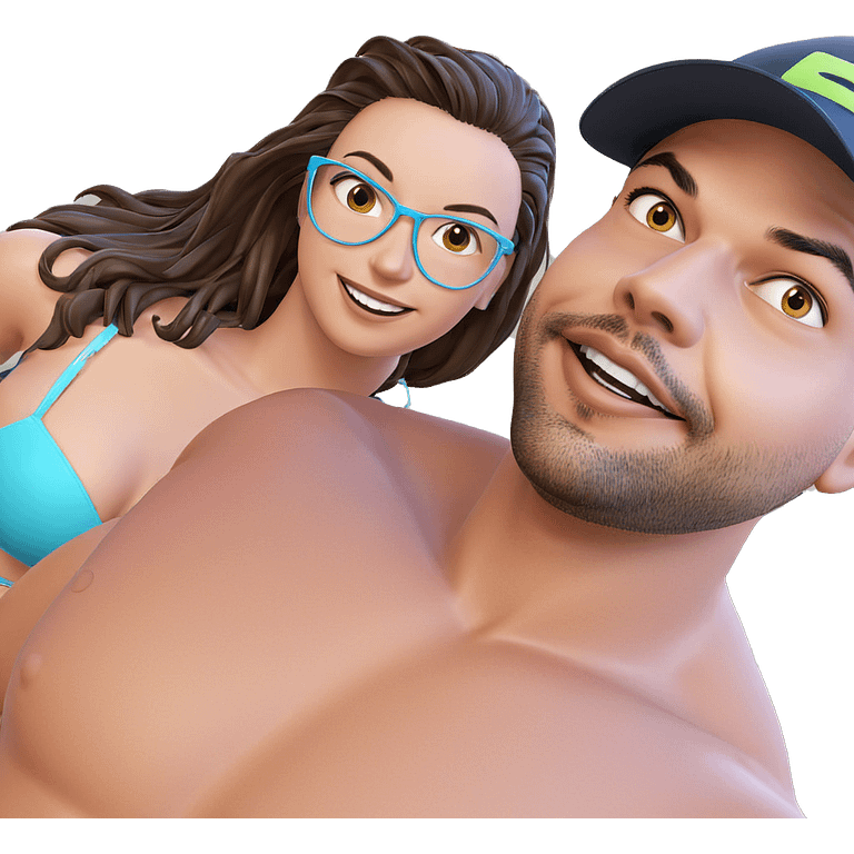 smiling couple in swimwear emoji