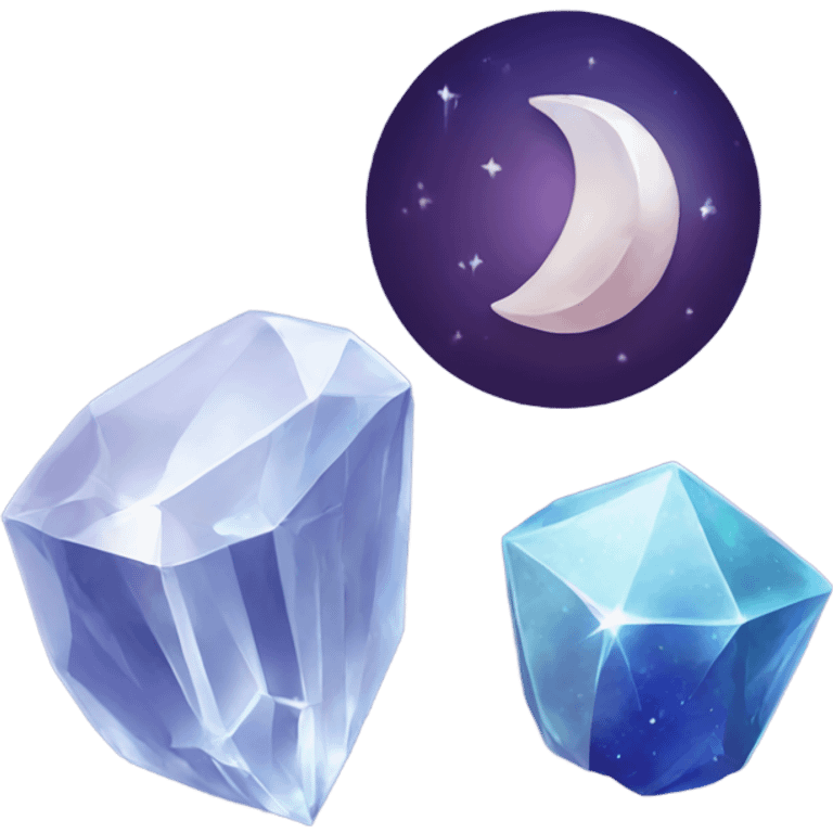 Crystals and a moon emoji