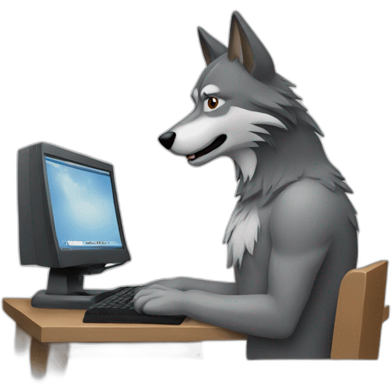 wolf at a computer emoji