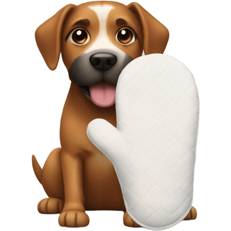 Dog with oven mitt emoji