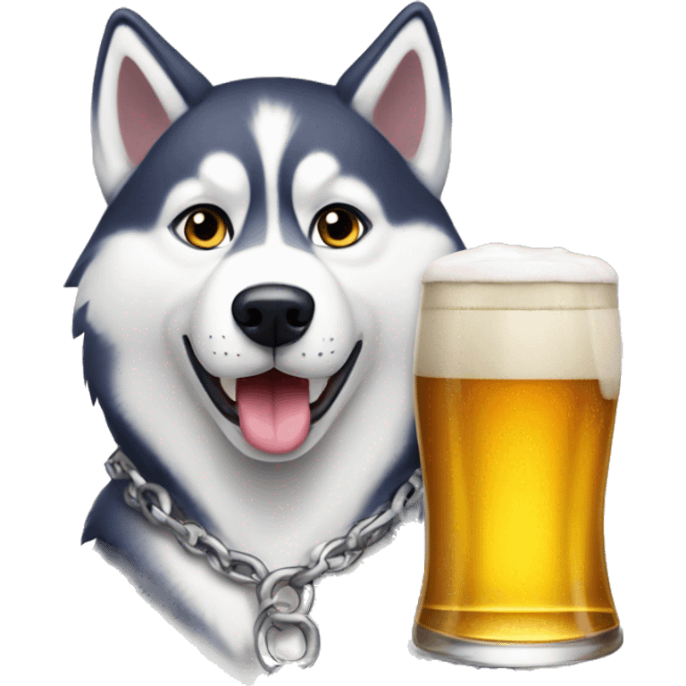 husky with glass of beer emoji