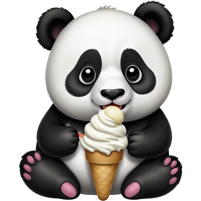 Panda eating ice cream emoji