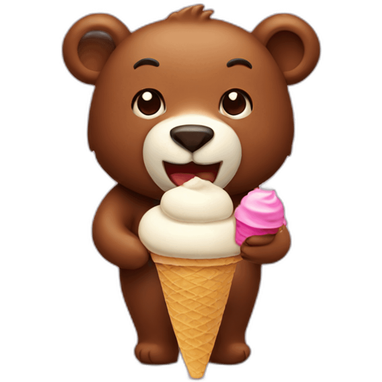 Bear eat ice cream emoji