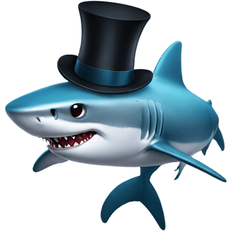 Shark with a top hat emoji