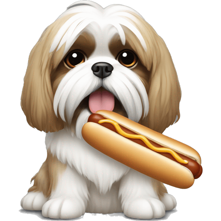 Shih Tzu eating a hot dog  emoji